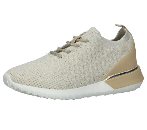 La Strada Damen Freizeit-Sneaker mit Glitzer-Elementen Alltags-Turnschuh 2101381-5422 Beige/Weiß