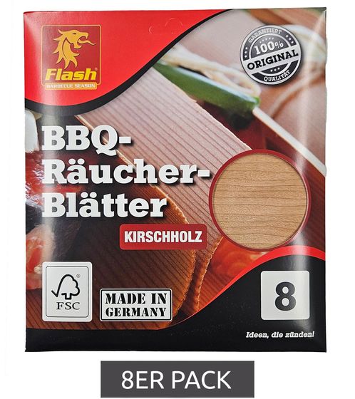 8er Pack Flash BBQ-Räucher-Blätter aus Kirschholz Grill-Zubehör 55366 Braun