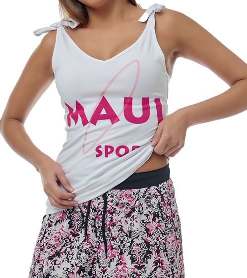 MAUI SPORTS haut femme chemise d'été sans manches avec logo imprimé sur le devant MAS180727 blanc