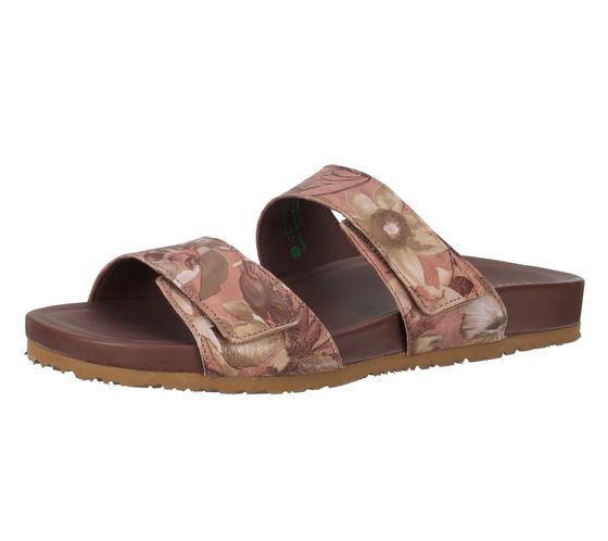 Think! Damen Pantoletten Echtleder-Sandalen mit Allover-Blumen-Print Sommer-Schuhe 3-000581-9000 Braun