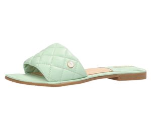 MEXX Damen Echtleder-Schuhe in gesteppter Optik Sommer-Pantoletten Schlupf-Schuhe MXCY007501W Mintgrün