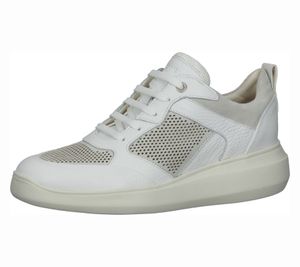 GEOX women's genuine leather sneakers with GEOX system everyday shoes D25APA 04622 C1002 white/beige