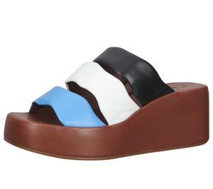 högl mules de mujer con plataforma de piel auténtica zapatos de verano talla 3-4 2520 3999 marrón/colorido