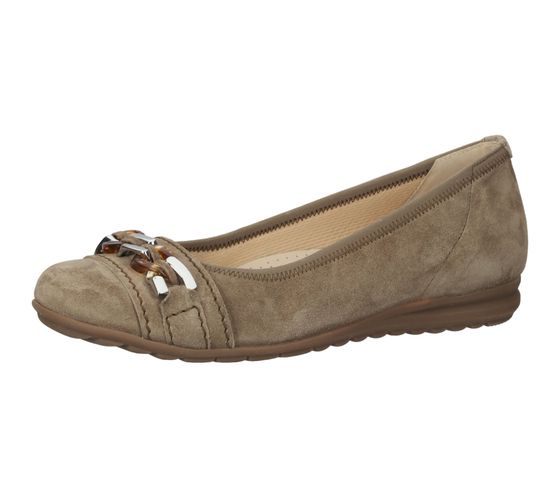 GABOR women's suede slippers, beautiful ballerina with a link chain on the strap 82.621.01 brown