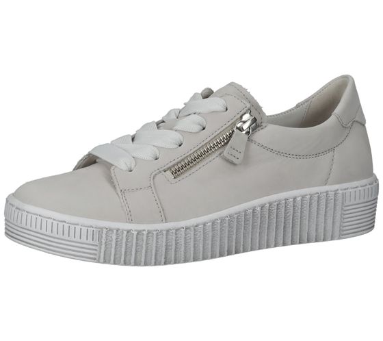 GABOR Damen Echtleder-Schuhe mit Reißverschluss stylische Low-Top Sneaker 83.334.02 Grau