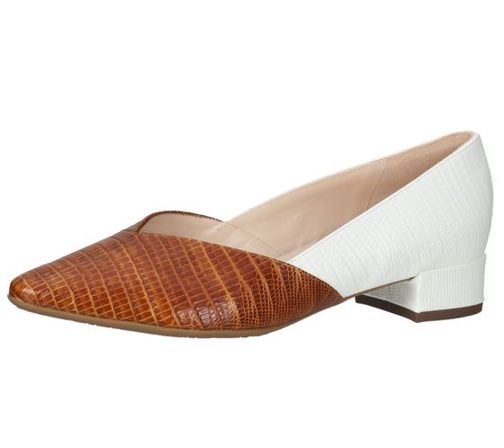 PETER KAISER mocassins pantoufles en cuir véritable pour femme, chaussures d'été au design crocodile 21703/994 blanc/marron