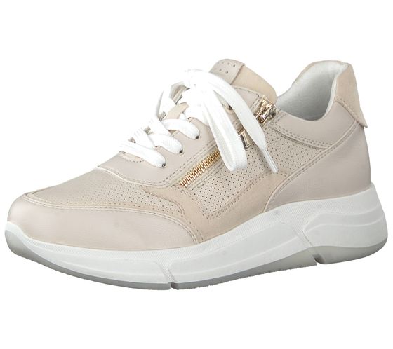 MARCO TOZZI women's sneakers in a layered look, genuine leather shoes with a zipper 2-23726-28 402 beige