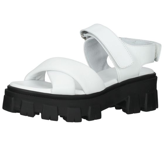 ILC Andrea women's platform sandals with Velcro fastener, real leather sandals C45-8543-02 white