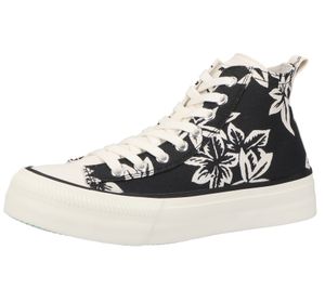 REPLAY women's high top sneakers with logo lettering and floral print C0001T 0008 white/black