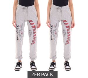 2er Sparpack KangaROOS Sweat-Hose bequeme Damen Jogging-Hose mit elastischem Bund 61218250 Grau