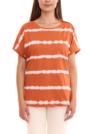 sheego Damen T-Shirt im Batik-Look Sommer-Shirt Große Größen 37141871 Orange/Weiß