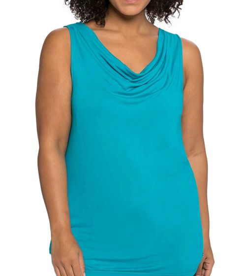 sheego women's summer top with crochet insert, leisure shirt, large sizes 35141911 turquoise