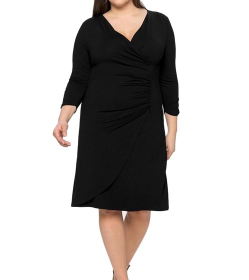 sheego Damen Jersey-Kleid in Wickeloptik Ausgeh-Kleid 89143865 Schwarz