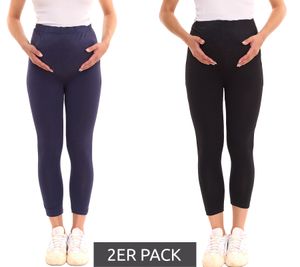 Confezione da 2 leggings premaman da donna nove 9 mesi, comodi pantaloni premaman, abbigliamento premaman 258541 nero/blu scuro Confezione da 2 leggings premaman da donna nove 9 mesi, comodi pantaloni premaman, abbigliamento premaman 258541 nero/blu scuro
