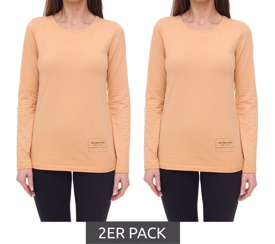 Pack of 2 OTTO products long-sleeved shirts, sustainable women's cotton shirts 25824245 apricot