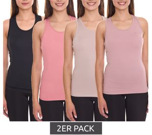 Pack of 2 OXIDE women's fitness shirts, running tops, sports tops, summer tops, tank tops in a value pack, sports equipment 7450182, black, old pink, beige or salmon pink