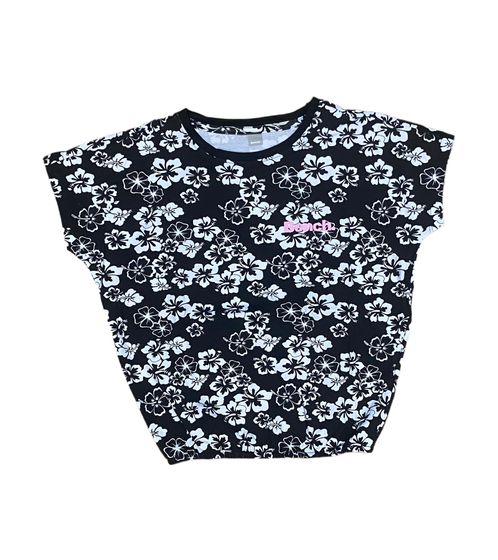 Bench. Girls' cotton shirt, short-sleeved shirt with floral print 23232944 black