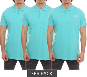 3er Sparpack Kappa Veeny Pique Poloshirt Herren Baumwoll-Shirt mit Logo-Stick 707133 Türkis