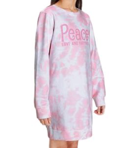 KIDSWORLD Mädchen Pullover-Kleid mit mit Allover-Batik-Print Sweat-Kleid 55037912 Rosa/Weiß