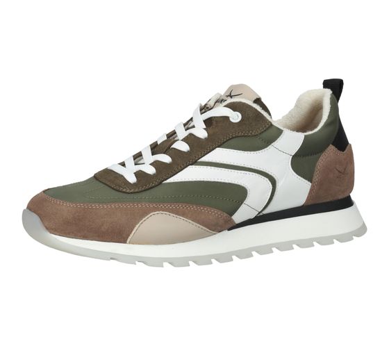 SANSIBAR Herren Echtleder-Schuhe Freizeit-Sneaker mit herausnehmbarer Sohle 1096343 Beige/Grün/Weiß