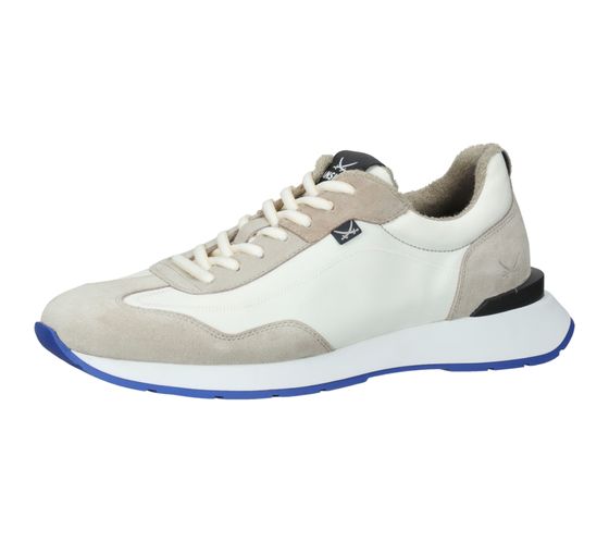 SANSIBAR Herren Echtleder-Schuhe Freizeit-Sneaker mit herausnehmbarer Sohle 1096338 Beige/Weiß