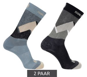 2 Paar Salomon Sport-Socken Wander-Socken Outdoor-Socken lange Strümpfe LC1815500 Schwarz/Grau/Blau