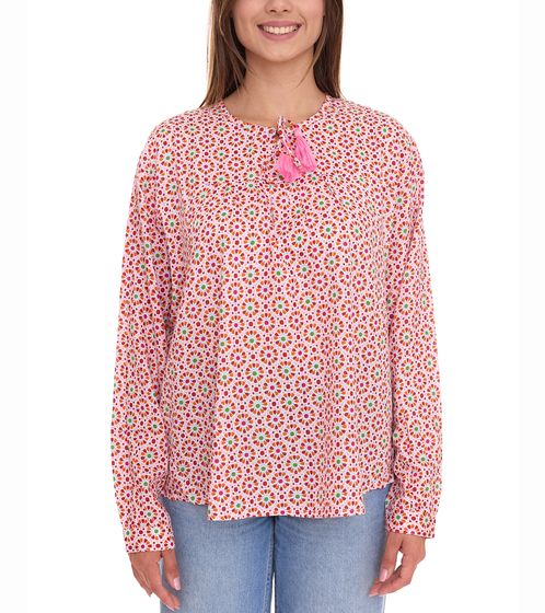 ZWILLINGSHERZ Liselotte ladies summer blouse tunic shirt with all-over pattern 3374-3 orange/pink/green