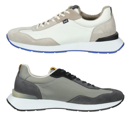 SANSIBAR men's genuine leather shoes, leisure sneakers with removable sole 109633 gray or beige