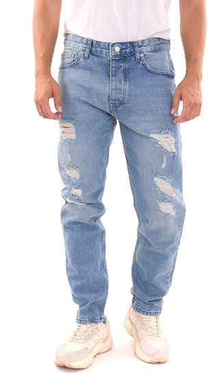 2Y Premium Herren Jeans stylische Denim-Hose im Used-Look B6934BLU Blau