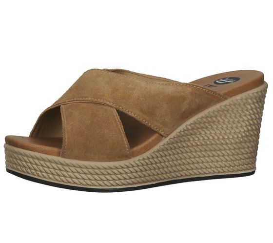 Bama sandale mule pour femme en cuir véritable avec talon compensé Fabriqué en Italie 1095324 Marron