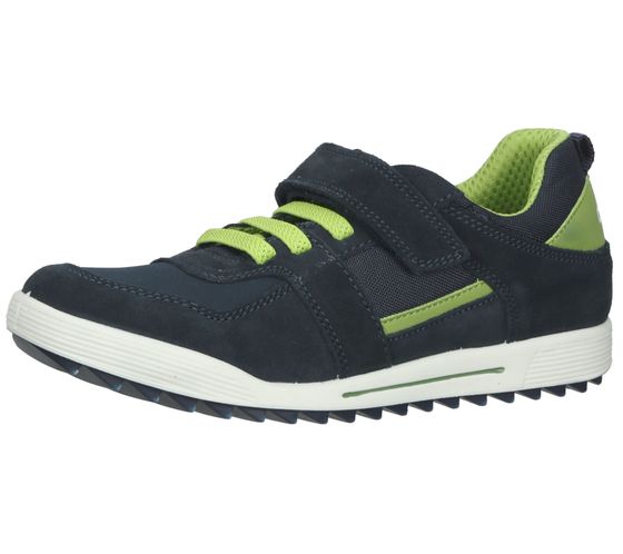 bama Kinder Sneaker Echtleder-Schuhe mit Wechselfußbett und Shock Absorber 1095822 Blau/Grün