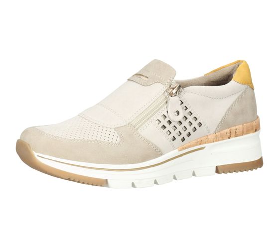 bama Damen Sneaker Echtleder-Schuhe mit seitlichem Reißverschluss City-Sneaker 1092196 Beige/Grau