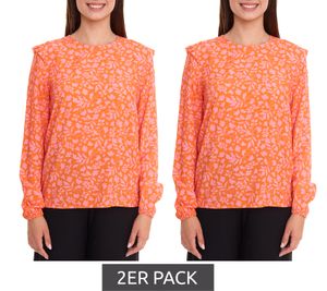 Confezione da 2 camicette Tamaris camicetta da donna a maniche lunghe con fantasia floreale e piccole ruches 50537609 arancione/rosa Confezione da 2 camicette Tamaris camicetta da donna a maniche lunghe con fantasia floreale e piccole ruches 50537609 arancione/rosa