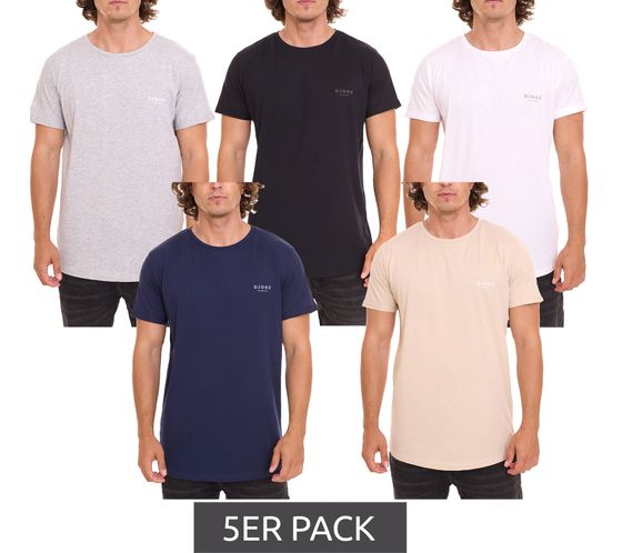 5er Pack DJOGZ LOUNGEWEAR Herren Basic-Shirt Baumwoll-Shirt im Sparpack T-Shirt 2202501 Schwarz, Weiß, Beige, Blau oder Grau