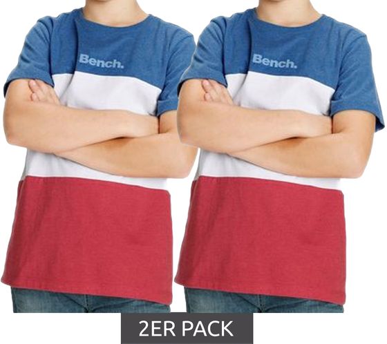 Banc en paquet de 2. Chemise en coton pour enfants, chemise à manches courtes avec inscription de la marque 88463242 bleu/rouge/blanc