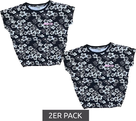 Banc en paquet de 2. Chemise en coton pour fille Chemise à manches courtes à imprimé floral 23232944 Noir