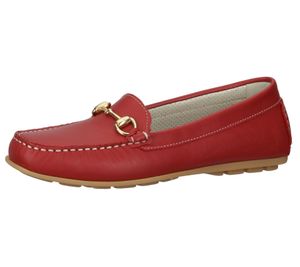 bama women's moccasin genuine leather slipper with metal appliqué Made in Portugal 1095315 red