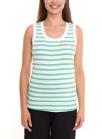 Pack of 2 DELAMO Striped Tanktop tight-fitting ladies cotton shirt with embroidery in a value pack 24025421 Green/White