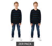 Pack of 2 KIDSWORLD sweaters, soft children s knitted sweaters with stripes 24014735 black/blue