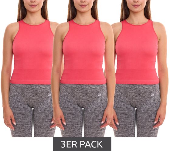 Pack of 3 FAYN SPORTS Seamless women's crop tops, breathable and sweat-wicking sports shirt 54560720 pink