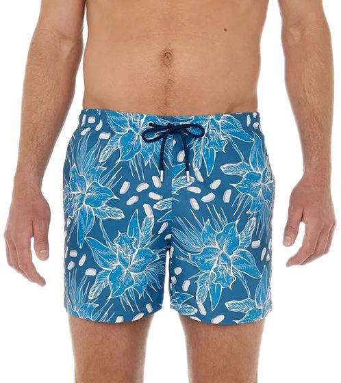 HOM men's swim shorts, quick-drying swim shorts with drawstring and inner briefs 13830731 blue