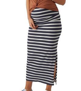 MAMALICIOUS Mia women's maternity skirt, comfortable pregnancy skirt, maternity wear 14134117 blue/white