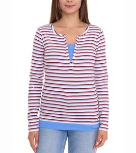 Camisa de mujer AjC de manga larga con encaje, camisa de algodón que realza la figura 12726709 blanco/azul/rojo Camisa de mujer AjC de manga larga con encaje, camisa de algodón que realza la figura 12726709 blanco/azul/rojo