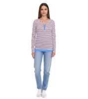 Maglia donna AjC maniche lunghe con pizzo, maglia attillata in cotone 12726709 bianco/blu/rosso
