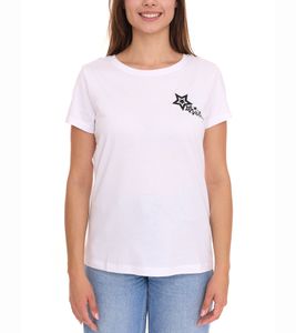 Camiseta AjC Camisa de algodón con estampado de estrellas Camiseta con cuello redondo 37896048 Blanco Camiseta AjC Camisa de algodón con estampado de estrellas Camiseta con cuello redondo 37896048 Blanco