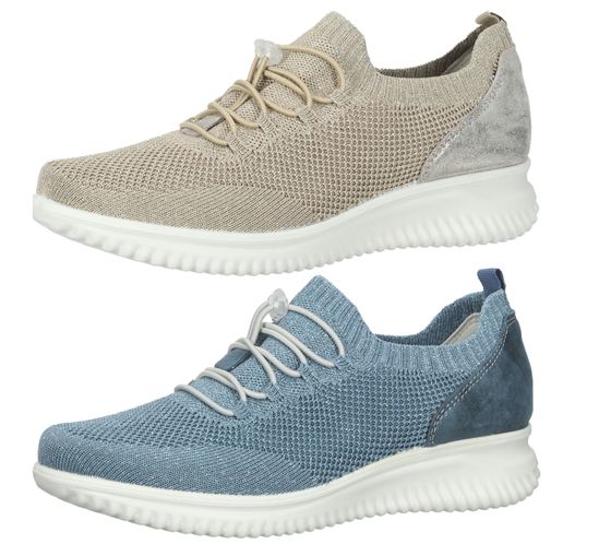 bama Damen Sneaker mit Shock Absorber und herausnehmbarer Einlegesohle Made in Italy Beige oder Blau