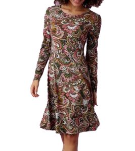 Aniston SELECTED Damen Mini-Kleid mit Paisley Muster Langarm-Kleid 43006125 Grün/Bunt