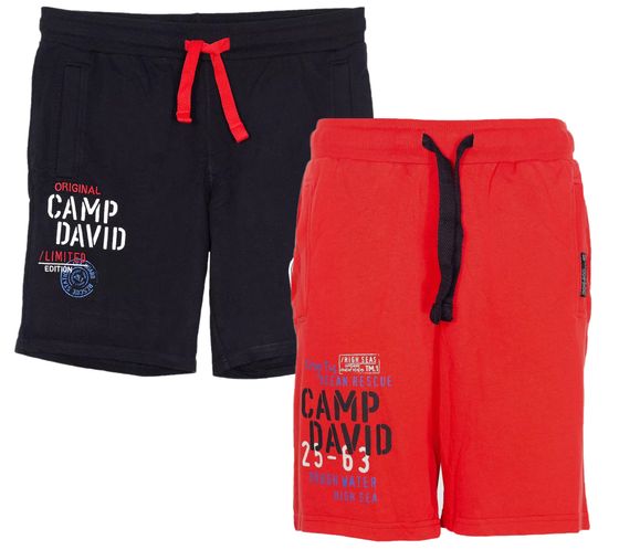 CAMP DAVID Herren Sweat-Shorts mit Baumwollanteil Sommer-Shorts Limited Edition von Dieter Bohlen Schwarz oder Rot