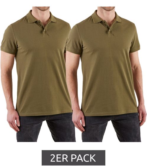 Pack of 2 NORTHERN COUNTRY men's polo shirts with pen holder, cotton shirt, work shirt 00010613 olive green