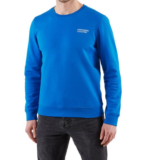 NORTHERN COUNTRY Herren Pullover mit Markenprint auf Brust Baumwoll-Sweater Langarm-Shirt 00009468 Blau